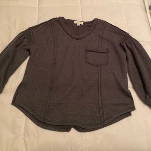 She + Sky Grey Long Sleeve Top